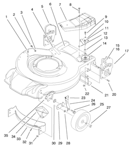 Housing, Handle Brackets, & Wheel Assembly Diagram and Parts List for 20651 9900001 - 9999999 Toro Lawn Mower