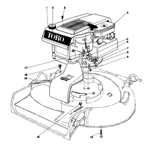 Engine Assembly Model 16390 Diagram and Parts List for 16360 9000001 - 9999999 Toro Lawn Mower