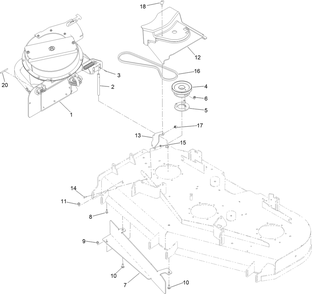 Blower And Drive Assembly Diagram and Parts List for 78466 411600000 - 999999999 Toro Lawn Tractor