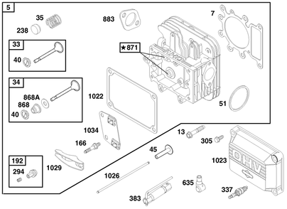Part Location Diagram of 262835 Toro Bushing-Guide (Intake and Exhaust)
