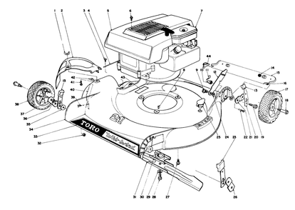 Housing Assembly Diagram and Parts List for 16172 4000001 - 4999999 Toro Lawn Mower