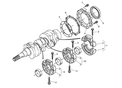Main Bearing Case Assembly Diagram and Parts List for 74265TE (270000001-270999999)(2007) Toro Lawn Mower