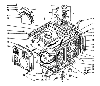 Fuel Tank & Cover Assembly Diagram and Parts List for 62005 3000001 - 3999999 Toro Generator