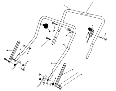 Handle Assembly Diagram and Parts List for 20213 2000001 - 2999999 Toro Lawn Mower
