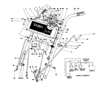Handle Assembly Diagram and Parts List for 38045 4000001 - 4999999 Toro Snow Blower