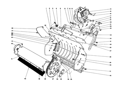 Lower Main Frame Diagram and Parts List for 31412 4000001 - 4999999 Toro Snow Blower