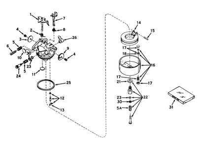 Carburetor No. 631447 Diagram and Parts List for 57131 3000001 - 3999999 Toro Lawn Tractor