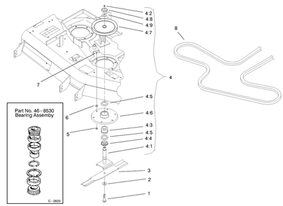 Carrier Frame Assembly 2 Diagram and Parts List for 30261TE (240000001-240999999)(2004) Toro Lawn Mower