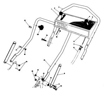 Handle Assembly Diagram and Parts List for 20747C 7000001 - 7999999 Toro Lawn Mower