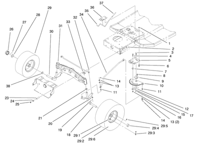 Front Axle Assembly Diagram and Parts List for 71215 7900001 - 7999999 Toro Lawn Tractor