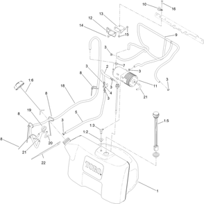 Fuel Tank Assembly Diagram and Parts List for 79534 405600000-999999999 Toro Lawn Mower