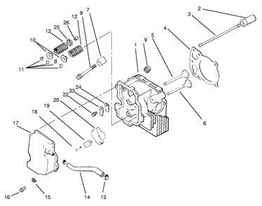Cylinder Head/Valve/Breather Diagram and Parts List for 72045 8900001 - 8900399 Toro Lawn Tractor