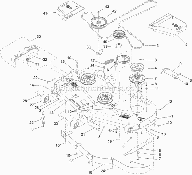Deck Assembly Diagram and Parts List for 74915CP 311000001-311999999 Toro Lawn Mower