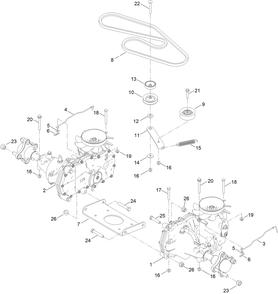 Traction Drive Assembly Diagram and Parts List for 77507 400000000 - 415499999 Toro Lawn Tractor