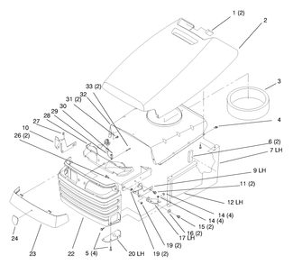 Hood And Grill Diagram and Parts List for 72110 8900600 - 8999999 Toro Lawn Tractor