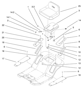 Rear Body & Seat Assembly Diagram and Parts List for 71199 9900001 - 9999999 Toro Lawn Tractor