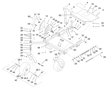 Front Frame Diagram and Parts List for 74200 890001 - 899999 Toro Lawn Tractor