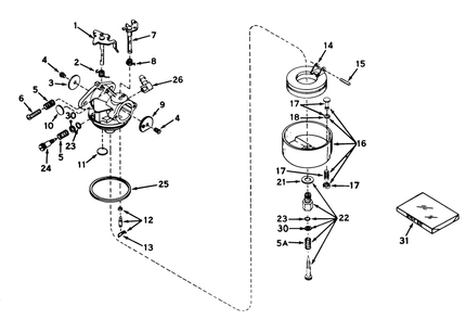 Carburetor No. 631444 Diagram and Parts List for 56005 2000001 - 2999999 Toro Lawn Mower