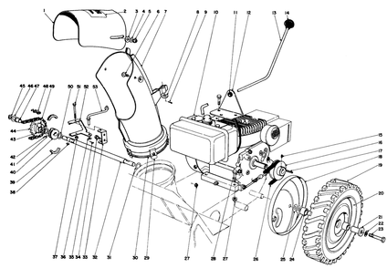 Engine And Drive Assembly Diagram and Parts List for 31302 2000001 - 2999999 Toro Snow Blower