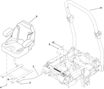 Seat And Roll-Over Protection System Assembly Diagram and Parts List for 74274 (290000001-290999999)(2009) Toro Lawn Mower