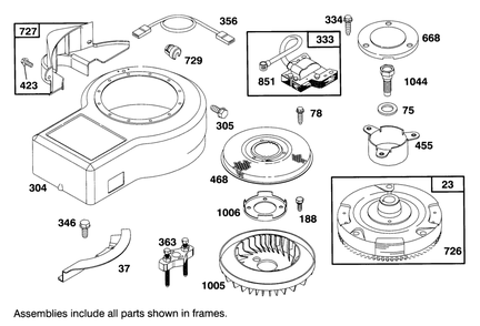 Engine Briggs & Stratton Model 282707-0119-01 Diagram and Parts List for 71200 5900001 - 5910000 Toro Lawn Tractor