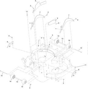 Lh Wing Deck Baffle And Roller Assembly Diagram and Parts List for 72144 413000000 - 999999999 Toro Lawn Tractor