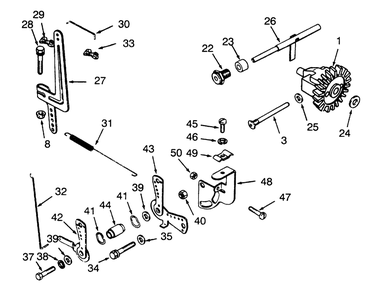 Governor Linkage Diagram and Parts List for 73400 3900001 - 3999999 Toro Lawn Tractor