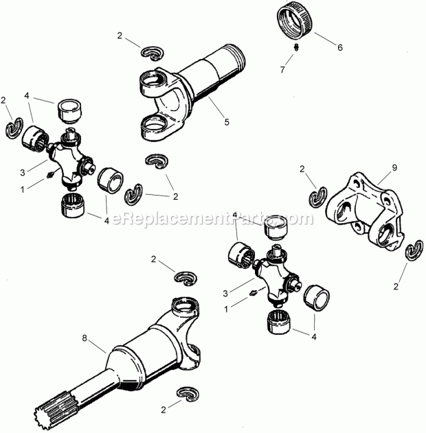 Drive Shaft Assembly Diagram and Parts List for 2011  Toro Lawn Tractor Accessories