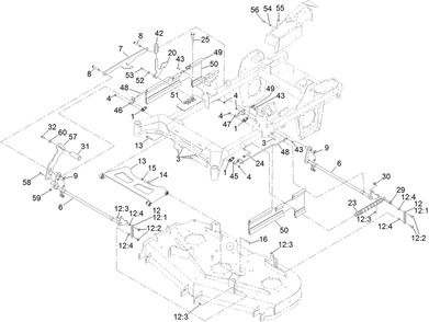 Deck Lift Assembly Diagram and Parts List for 74048TE 400000000-408767851 Toro Lawn Tractor