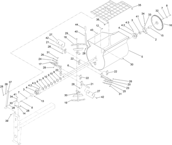 Drum, Paddle And Bearing Assembly Diagram and Parts List for 60220 400000000 - 404319999 Toro Cement Mixer