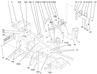 Steering Tower & Fuel Tank Support Assembly Diagram and Parts List for 73542 9900001 - 9999999 Toro Lawn Tractor