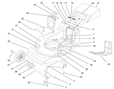Housing Assembly Diagram and Parts List for 20808 7900001 - 7999999 Toro Lawn Mower