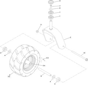 Caster Fork And Wheel Assembly Diagram and Parts List for 76501 400000000 - 415399999 Toro Lawn Tractor