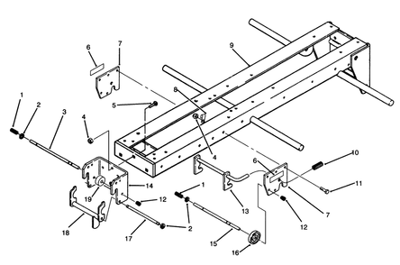 Front & Mid Hitch Assembly Diagram and Parts List for 73501 59000001 - 59000411 Toro Lawn Tractor
