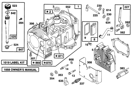 Engine Briggs & Stratton Model 28m707-0127-01 Diagram and Parts List for 70131 6900001 - 6999999 Toro Lawn Tractor