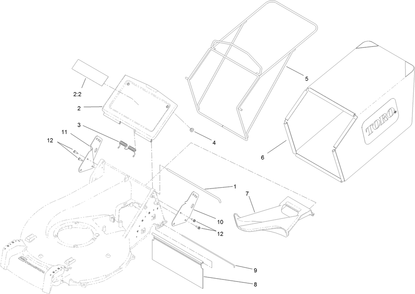 Grass Bag Assembly Diagram and Parts List for 22298 410380000 - 412899999 Toro Lawn Mower