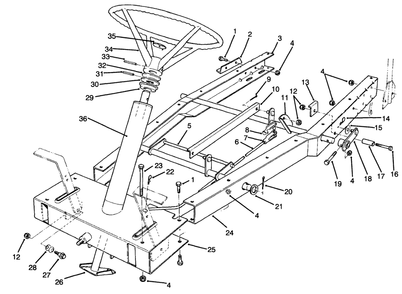 Frame Assembly Diagram and Parts List for 70040 49000001 - 49999999 Toro Lawn Tractor