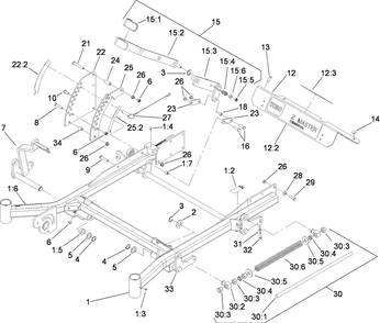 Part Location Diagram of 1-634439 Toro Front Frame Spring Assembly