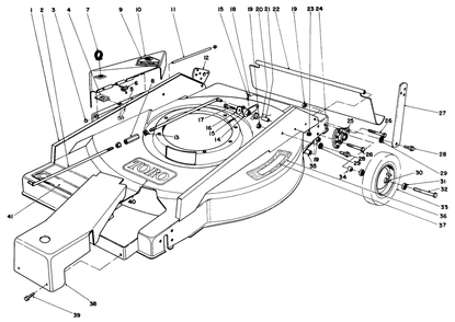 Mower Housing Assembly Diagram and Parts List for 22010 4000001 - 4999999 Toro Lawn Mower