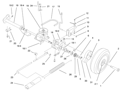 Deck Suspension Assembly Diagram and Parts List for 20914 8900001 - 8999999 Toro Lawn Mower