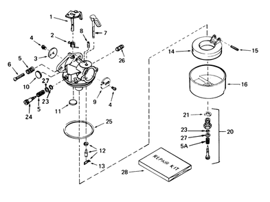 Carburetor No. 632334 Diagram and Parts List for 38085C 7000001 - 7999999 Toro Snow Blower