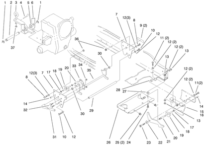 Attach-A-Matic & Hitch Assembly Diagram and Parts List for 73561 9900001 - 9999999 Toro Lawn Tractor