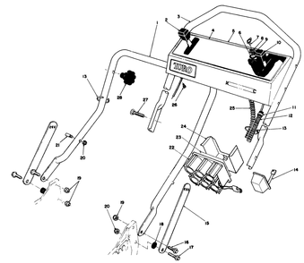 Handle Assembly Diagram and Parts List for 20677 0000001 - 0002101 Toro Lawn Mower