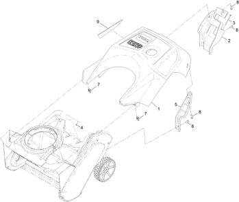 Shroud Assembly Diagram and Parts List for 38474 400000000 - 412699999 Toro Snow Blower