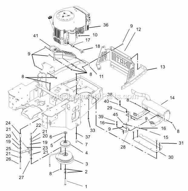 Engine And Clutch Assembly Diagram and Parts List for 74179 230005001-230006000 Toro Lawn Mower