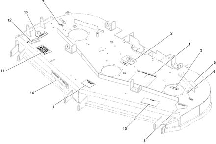 Deck Decal Assembly Diagram and Parts List for 74269CP (270000001-270999999)(2007) Toro Lawn Mower