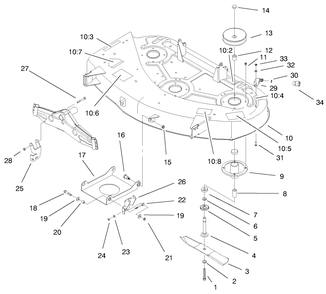 Deck Assembly Diagram and Parts List for 79108 8900001 - 8999999 Toro Lawn Mower