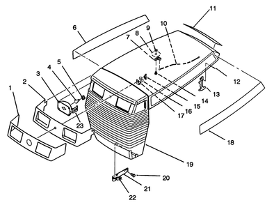 Hood Assembly Diagram and Parts List for R2-16BE01 2000001 - 2999999 Toro Lawn Tractor