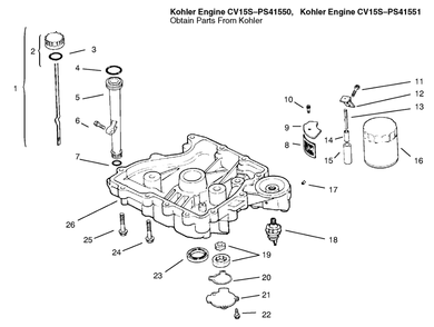 Oil Pan / Lubrication Diagram and Parts List for 72070 9900001 - 9999999 Toro Lawn Tractor