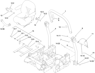 Roll-Over Protection System Assembly Diagram and Parts List for 74269 (313000001-313999999)(2013) Toro Lawn Mower